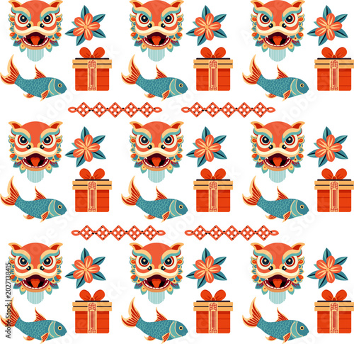 Pattern Chinese New Year Asian Tradition Oriental