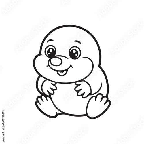 Cute Baby Chick Cartoon Outline Vector Illustration