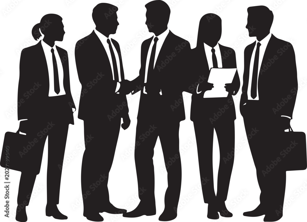 Fototapeta premium Business Team Meeting Silhouette Vector 
