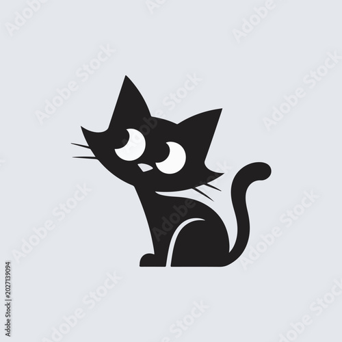 Cute Black Cat Silhouette Cartoon Vector Illustration