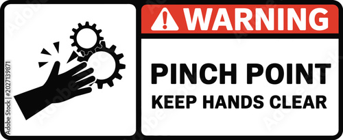 Tableau sur toile Pinch point warning sign beware machine printable caution vector illustration