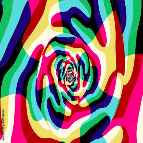 Valokuva Spirale ondulata multicolore, caratterizzata da curve irregolari e colori vivaci