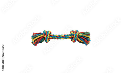 colorful rope dog toy isolated