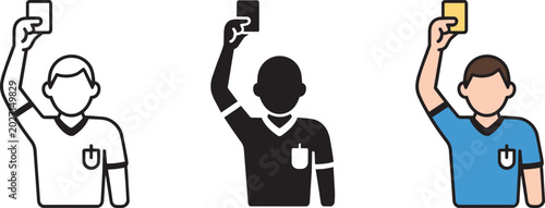 Tableau sur toile Soccer referee holding up a yellow card, vector illustration showing disciplinar