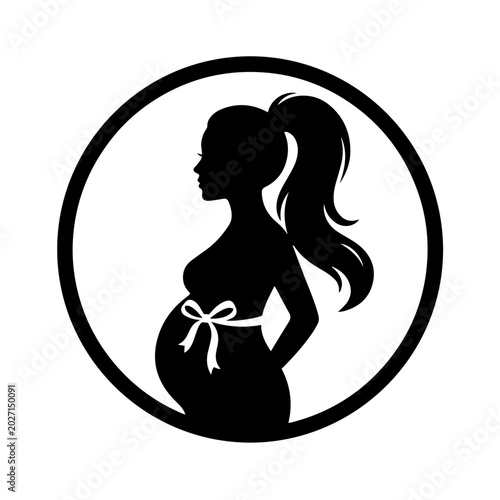 Bild auf Leinwand Pregnant Woman Silhouette Logo Vector