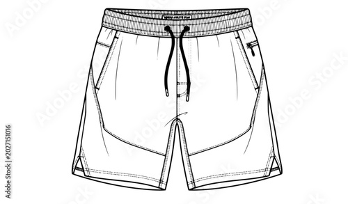 Foto Detailed bermuda gym shorts apparel vector illustration isolated on white backgr