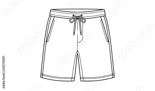 Photos Minimal bermuda gym shorts vector illustration black and white