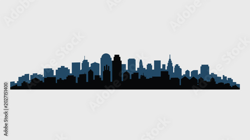 Konstfotografi Modern city skyline silhouette vector illustration of urban landscape with tall
