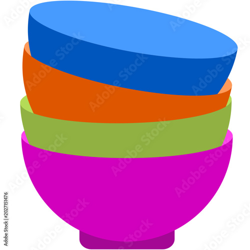 Stack of Colorful Plastic Bowls