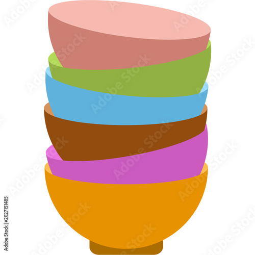 Stack of Colorful Plastic Bowls