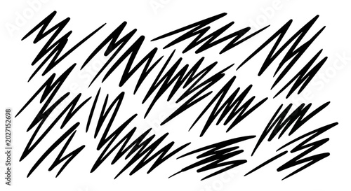 Foto Black Zigzag Pattern: A bold and energetic abstract pattern composed of numerous black zigzags scattered across a white background