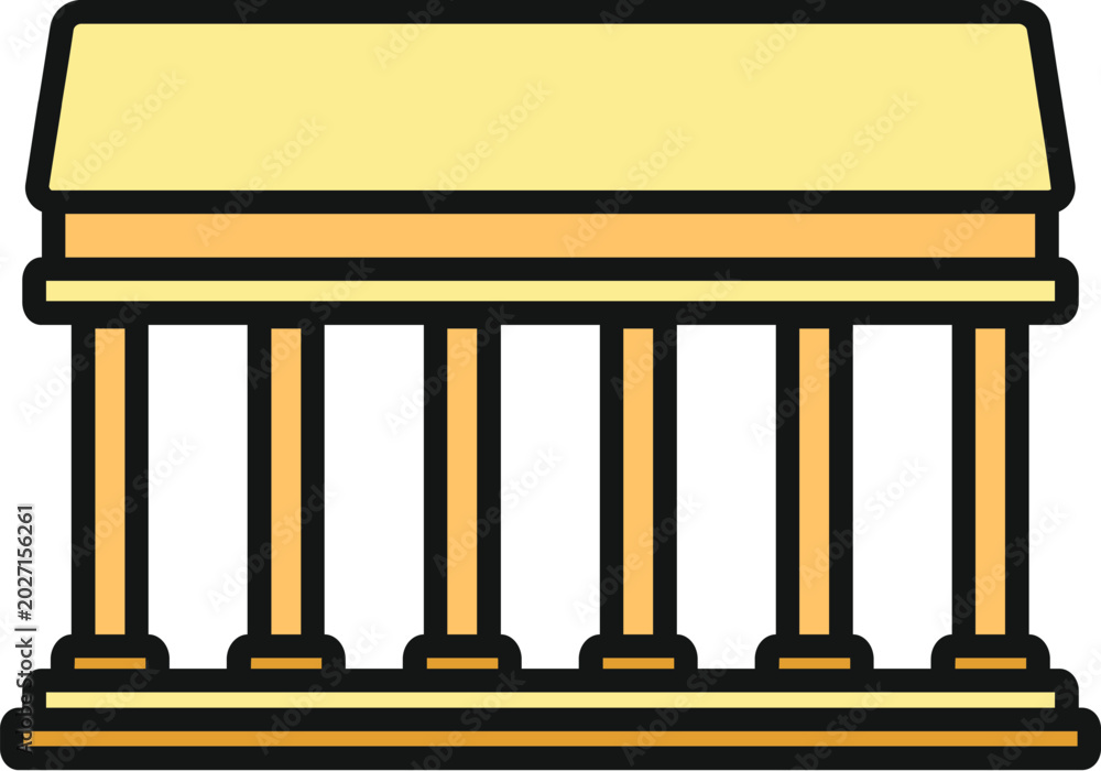 Fototapeta premium Classical government building icon with pillars symbolizing justice and authority
