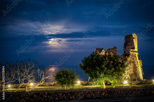 Canvastavla Torre Nasparo al chiaro di Luna