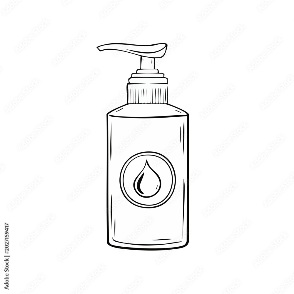 Fototapeta premium Hand sanitizer pump bottle with a droplet icon for hygiene and cleanliness illustration