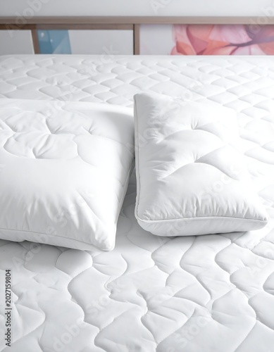Soft white bedding with two pillows on a neatly made bed