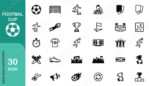 Football cup icon set for soccer championship and sports design