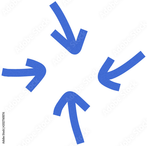Photos Four blue hand drawn arrows pointing inward to center element