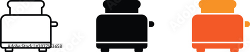 Kitchen bread toaster breakfast appliance vector illustration icon set for cooking
