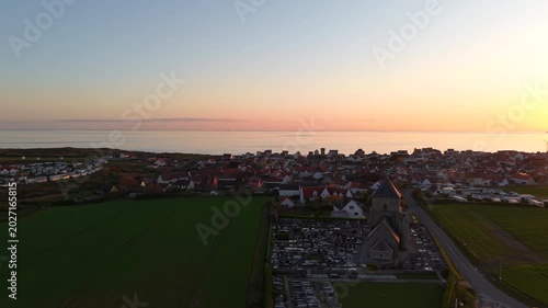 Aerial View of Audresselles at Sunset, Côte d’Opale, France
