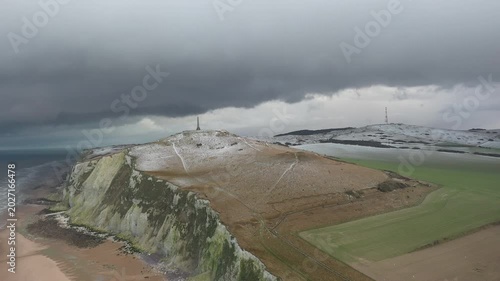Aerial View of Cap Blanc-Nez in Winter, Côte d’Opale, France

