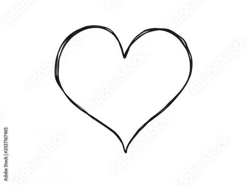 A delicate black heart outline on a white background, outline, friendship