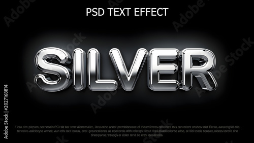 Plakat Silver text effect with a glossy finish 3d rendering for design projects and presentations