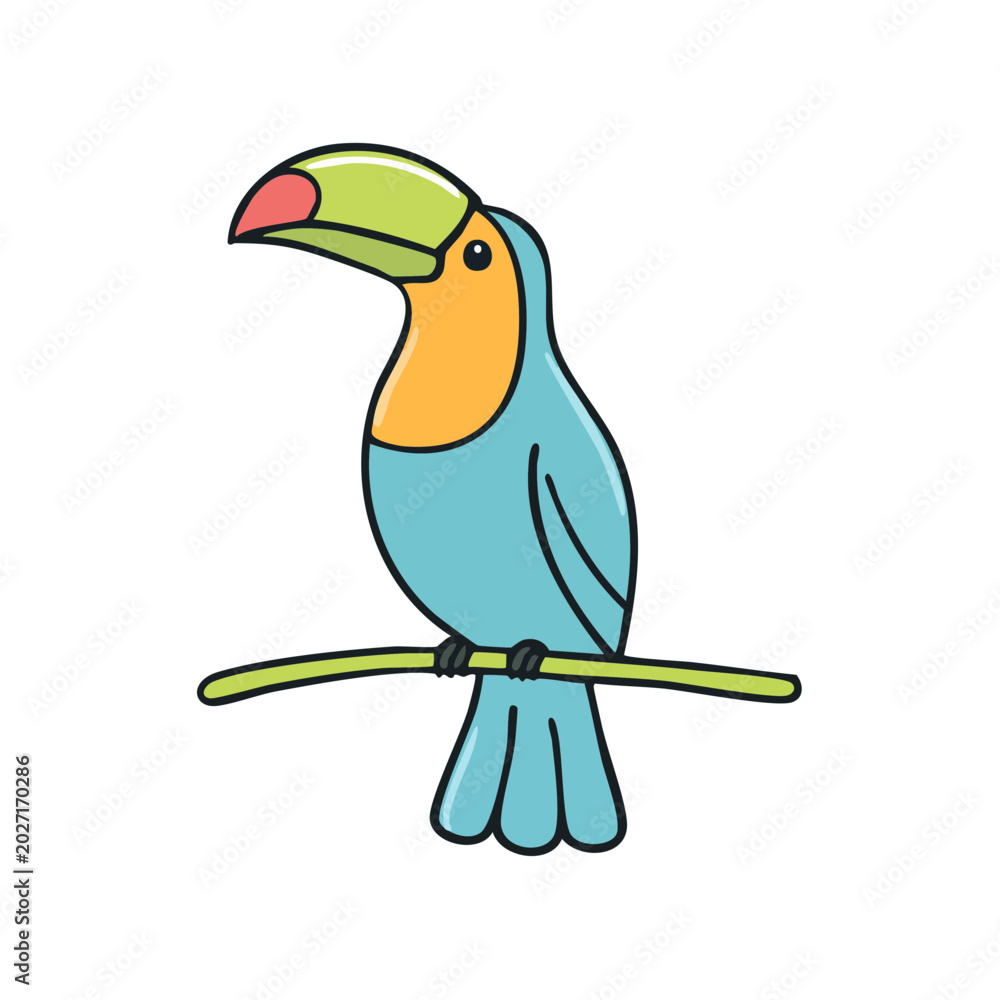 Fototapeta premium Vibrant Toucan Bird Perched on a Branch with Colorful Beak