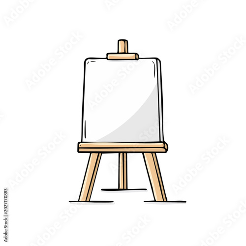 Blank Canvas on a Wooden Artist Easel Ready for Painting or Drawing Illustration
