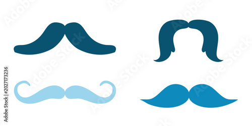 Fotografia Blue mustache icon set