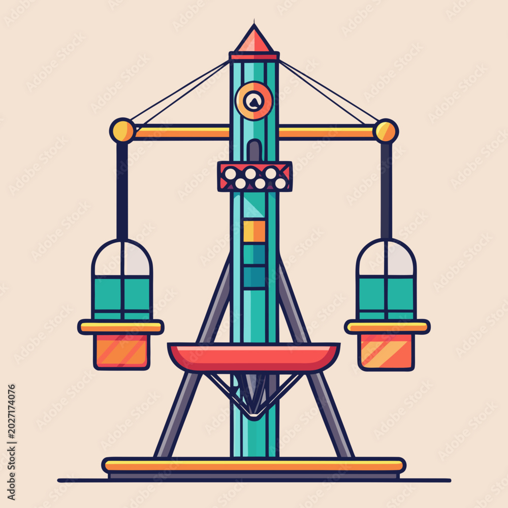 Fototapeta premium Amusement Park Pendulum Ride Illustration