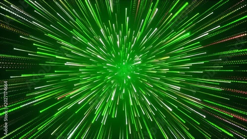 Vibrant green abstract background with radiating light streaks creating a dynamic burst effect.