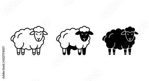 Vászonkép Sheep Icons Set, Farm Animal Vector Graphics, Livestock Illustrations, Cute Farm