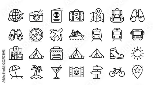 Foto Travel icons and symbols collection.