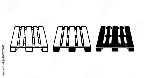 Wooden Shipping Pallets, Cargo Transport Icons, Industrial Logistics Vector Graphics
