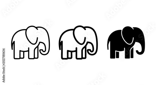 Valokuva Elephant Icons: Simple Outline, Filled, and Silhouette Vector Graphics for Wildl