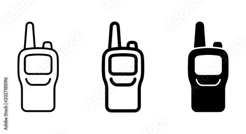 Photography Walkie Talkie Icons Set, Portable Radio Communication Devices, Two-Way Radio Sym