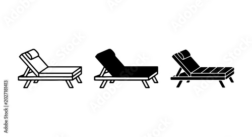 Foto Lounger Icons, Beach Chair Vector Set, Sunbed Graphic Collection