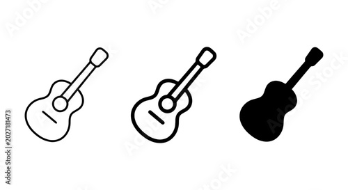 Foto Acoustic Guitar Icons, Musical Instrument Vector Graphics, Simple String Instrum