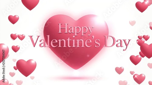 Happy valentines day animation with pink hearts
