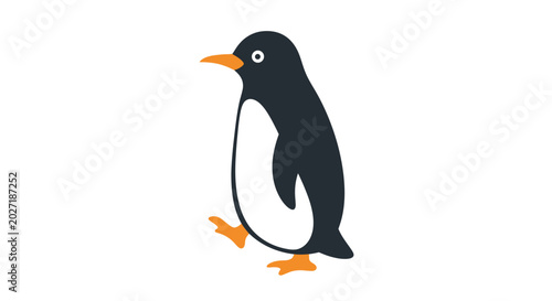 Obraz na plátně Black and white cartoon penguin standing.