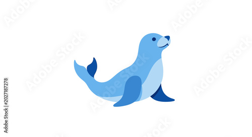 Tableau sur toile Blue cartoon seal animal mammal.