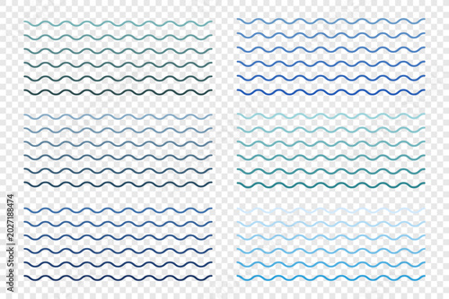 Set of wavy lines. Water wave line set