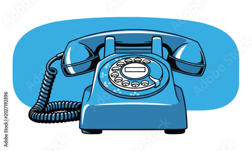 Schilderij op canvas Vintage Rotary Telephone Illustration on Isolated Background