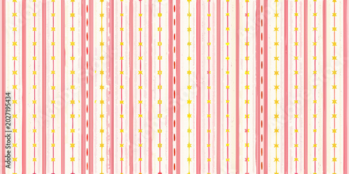 Canvastavla Seamless striped pattern with stars pastel pink and yellow