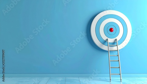 Target with ladder on cyan wall