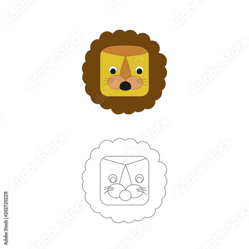 Cute Geometric Lion Vector for Kids Educational Worksheets 