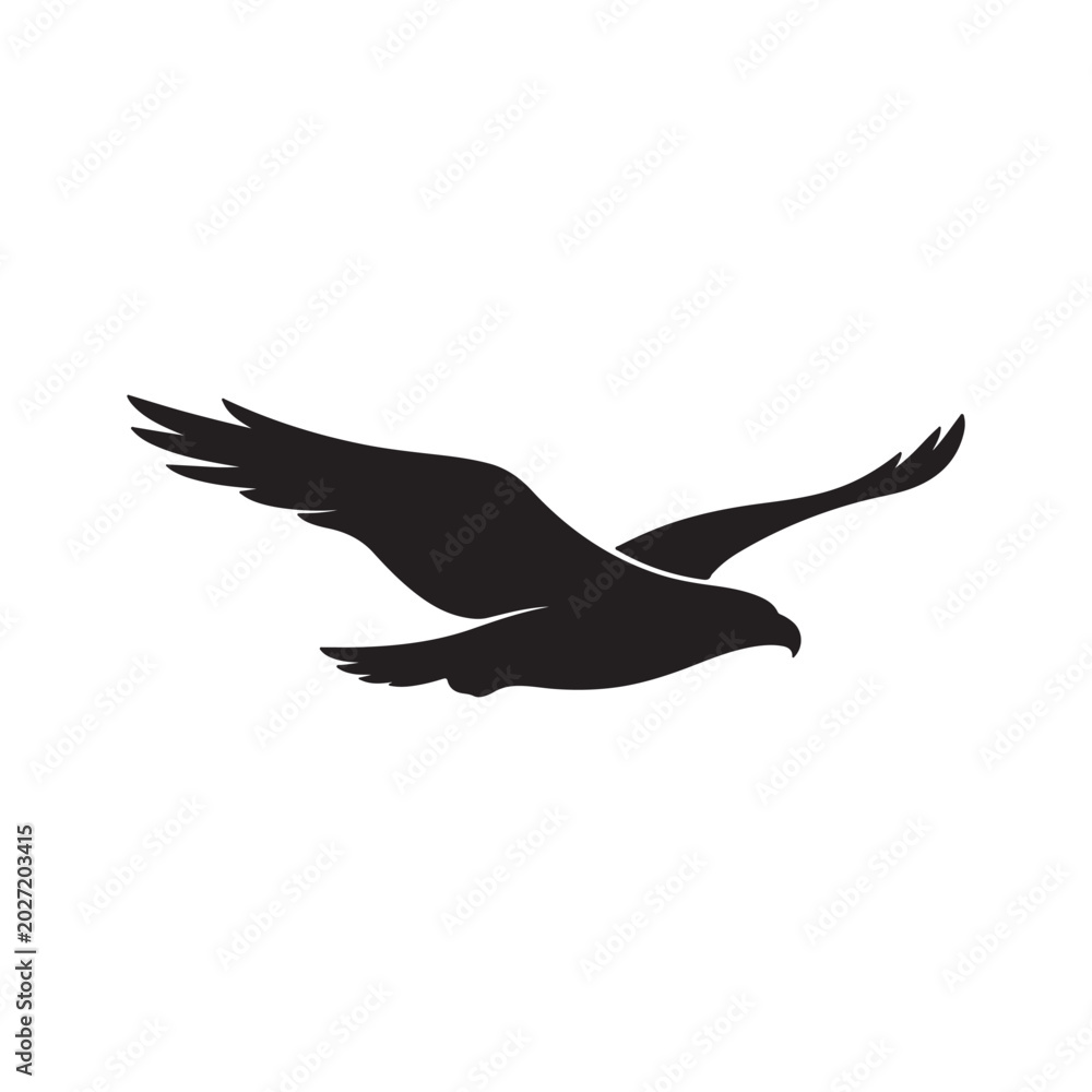 Fototapeta premium Flying Eagle Silhouette Vector Illustration – Black Soaring Bird Design