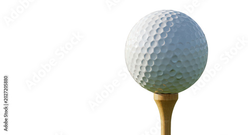 Golf ball on a tee ready to play isolated on transparent background