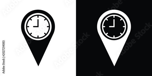 Photos Vector map pin icon with clock face symbol