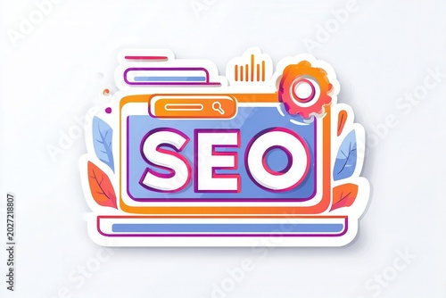 SEO concept with search bar and graph elements